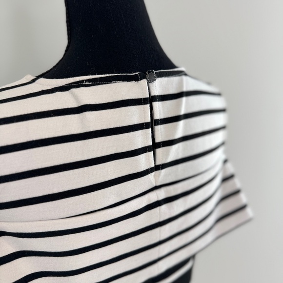 Vince Camuto Black and White Stripe Formal Business Midi Dress (Sz 8) - Picture 6 of 8